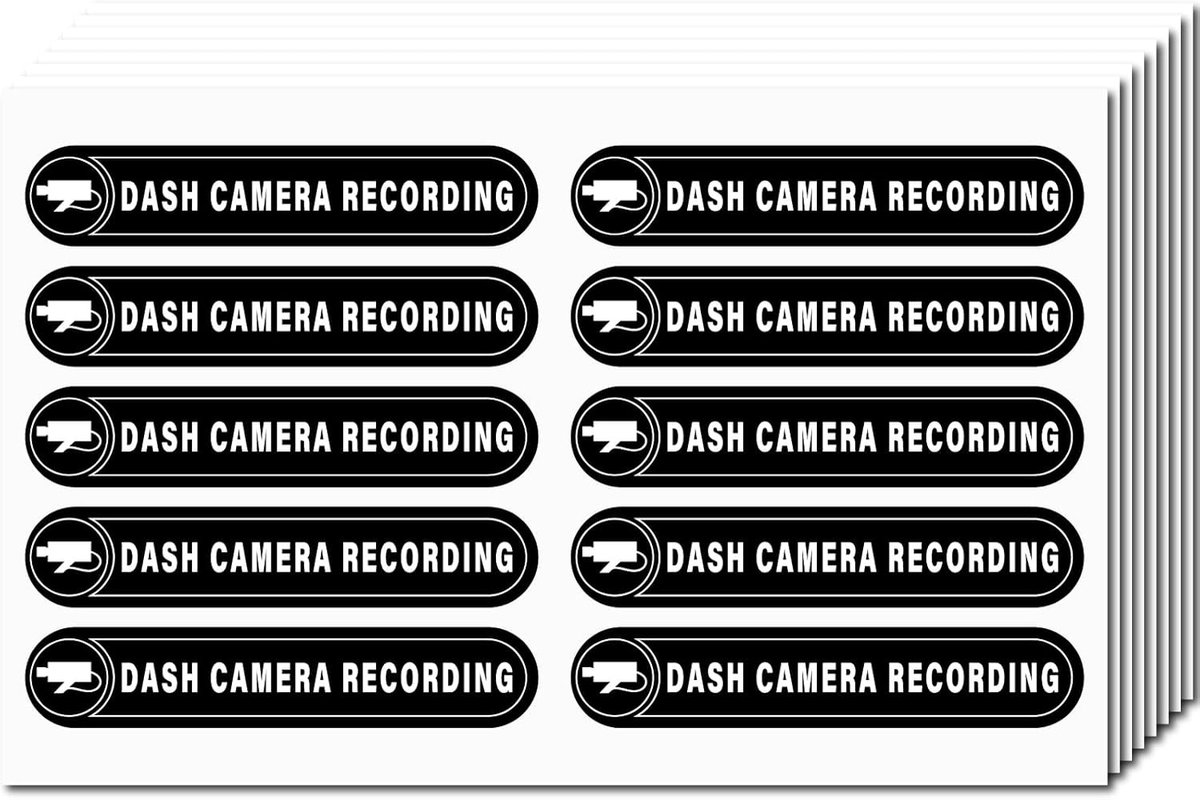 8x Opname Sticker Auto Dashcam Camera - Waterdicht Vinyl Melding Plakplaatjes Voor Voertuigen