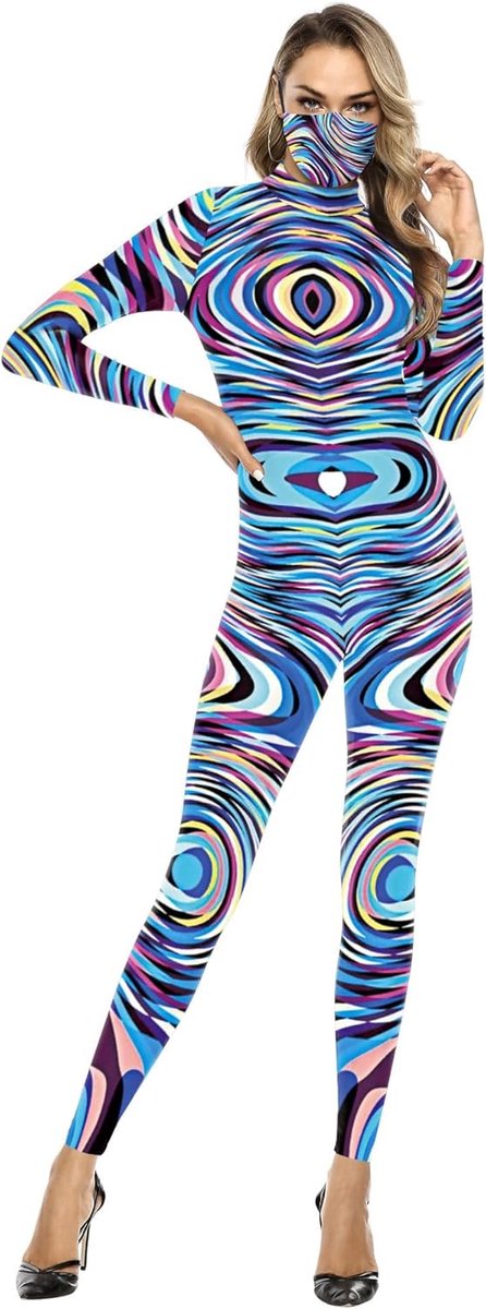 Unisex Catsuit met Digitale Print voor Halloween en Feesten