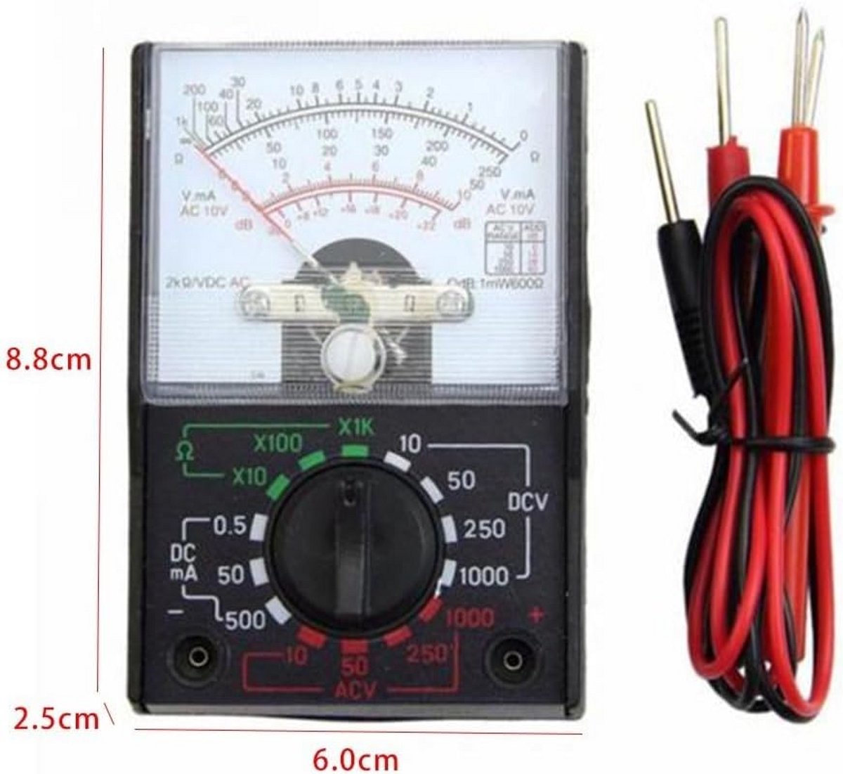 Analoge Multimeter - Spanning Stroom Meter - Elektrische Metingen - Robuuste Behuizing - Compact Formaat - Zoals Afgebeeld