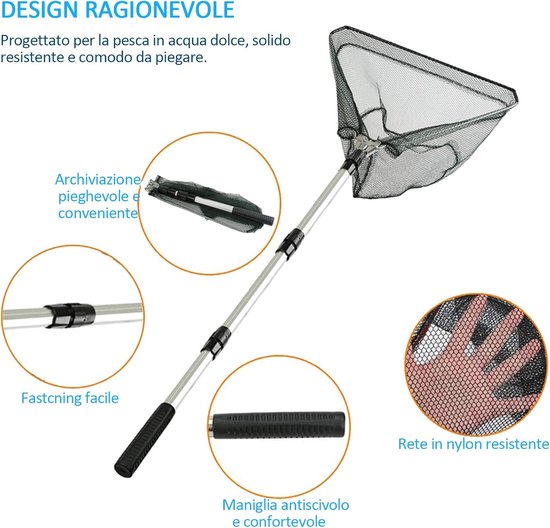 Visnet - Schepnet Vangnet - Vissen Aquarium - Inklapbaar Telescoop - 190 cm - Wit — afbeelding 3