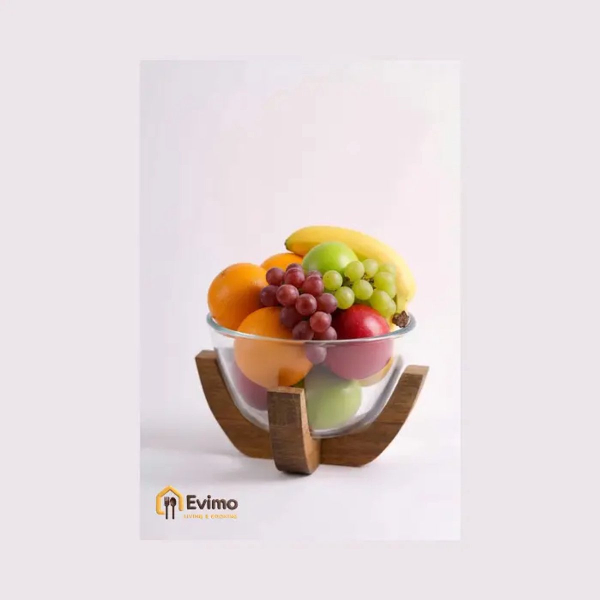 Dia - glazen serveerschaal - 13.8cm - 0.4L - transparant - met houten standaard