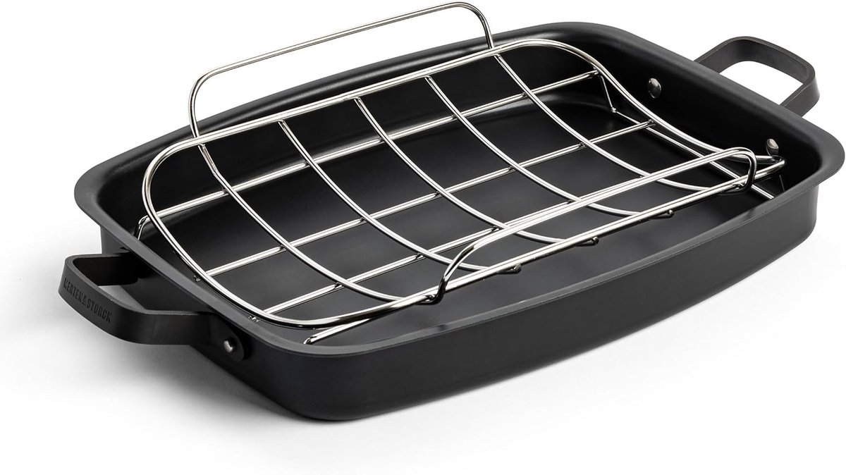 Grote Voorgekruide Koolstofstalen Braadslede met Rooster voor Inductie en Oven
