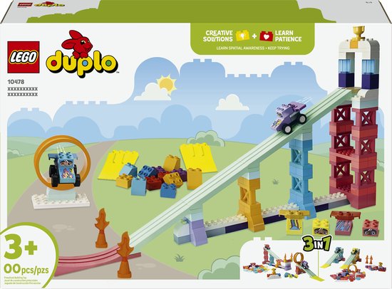 LEGO® DUPLO® Stad 3-in-1 Creatieve Hellingen met Voertuigen - Leerzaam Speelgoed voor Kinderen Vanaf 3 Jaar - Cadeautip voor Peuters - 10478
