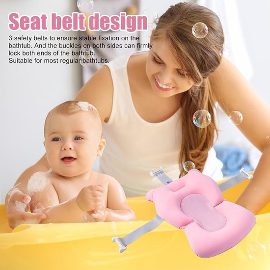 Zacht & Veilig Baby Zitje voor in Bad - Anti-Slip Badkussen met 3-Punts Gordel — afbeelding 4