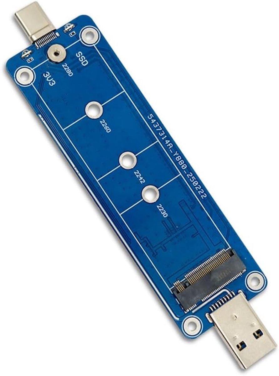 SSD Behuizing - NVMe Adapter - Data Overzetten - USB 3.2 Type C - 22mm - Blauw