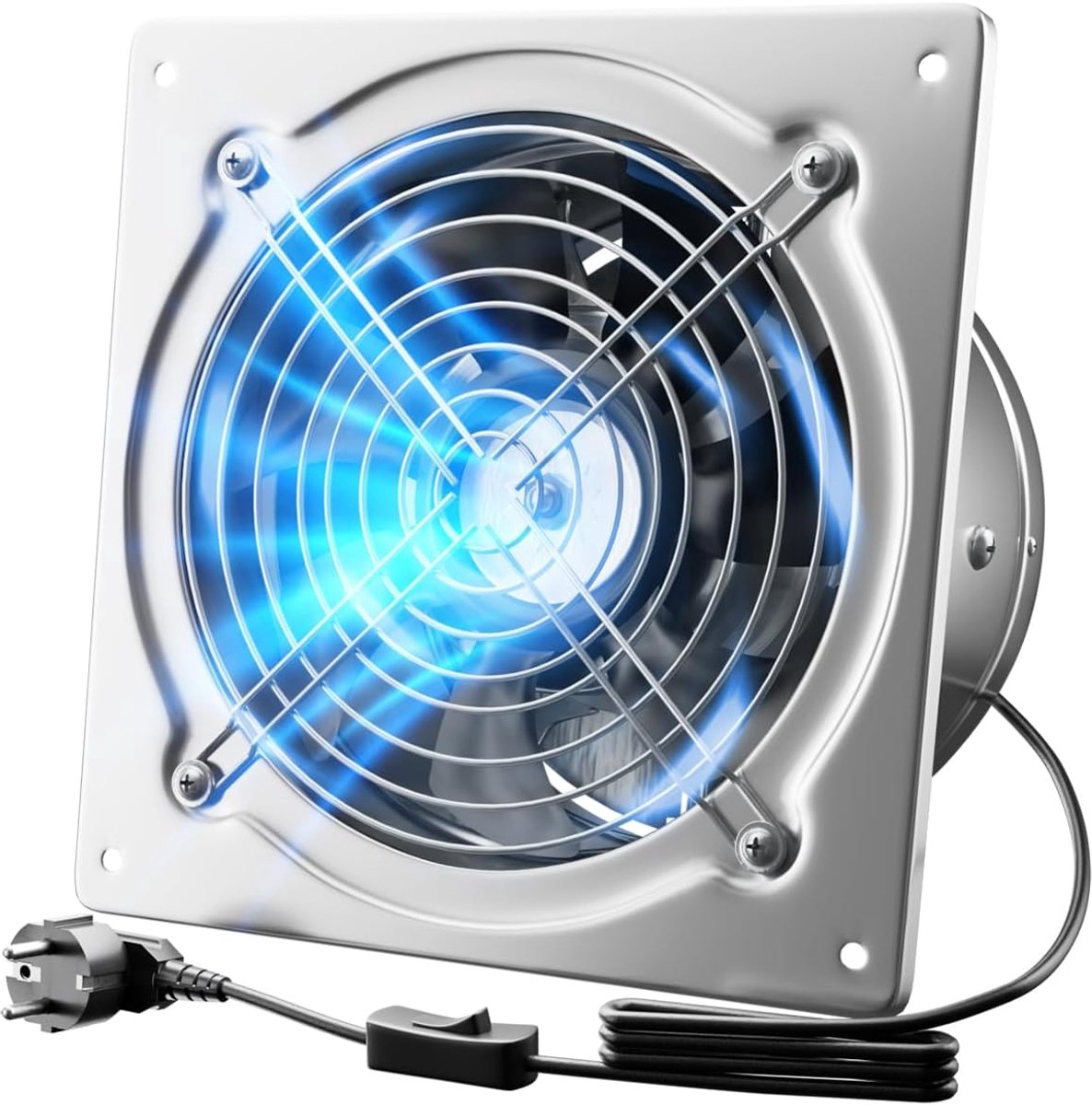 Krachtige Afzuigventilator 250 mm met Schakelaar - Hoog Rendement