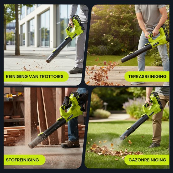 Trimmex Accu Bladblazer 20V – blazer - luchtsnelheid 260 km/u - extra krachtige 2x 4.0Ah accu - Groen — afbeelding 4