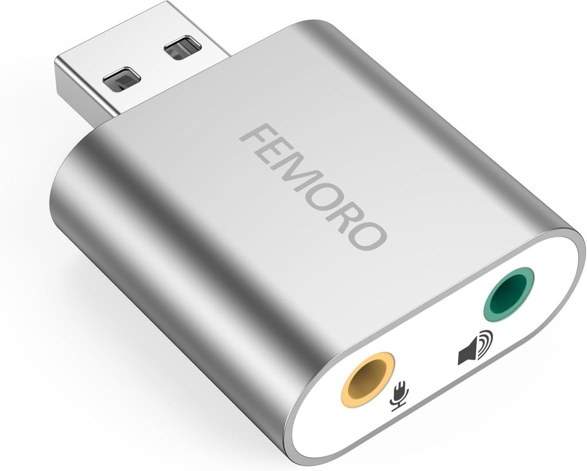 USB Geluidskaart - Externe Audio - Upgrade Geluid - Compact Ontwerp - 9.4 x 5.4 cm - Zilver