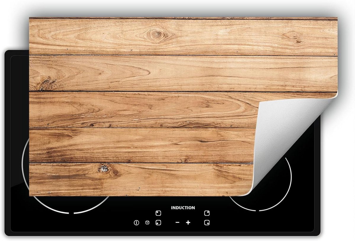 Universele Beschermhoes voor Inductiekookplaat Houtprint 90x52cm