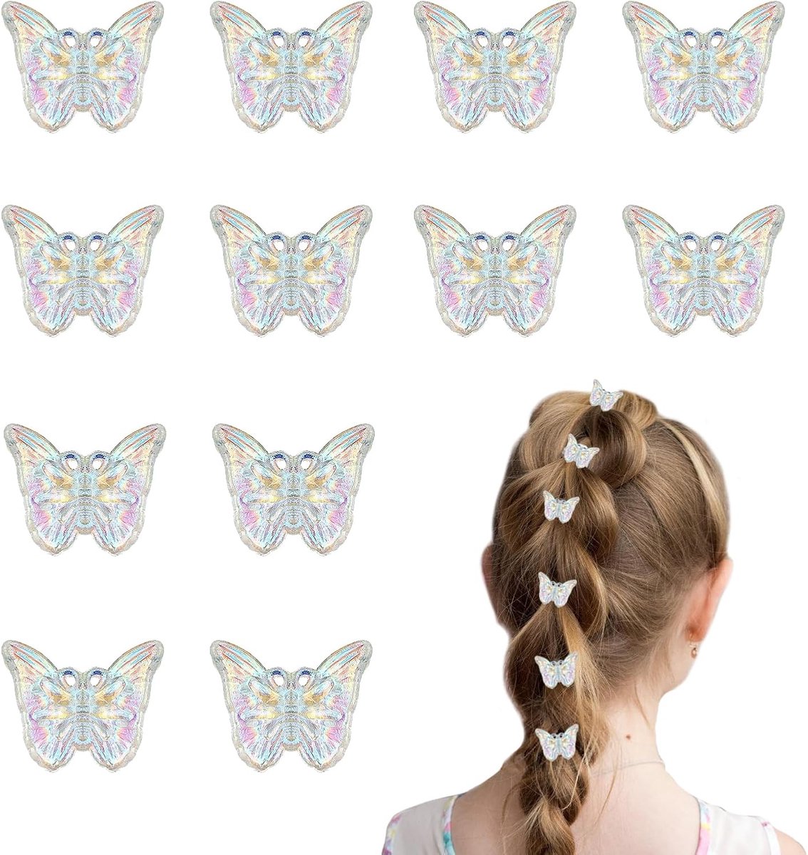 12x Glitter 3D Vlinder Haarspeldjes - Schattige Haarclips voor Dames en Meisjes