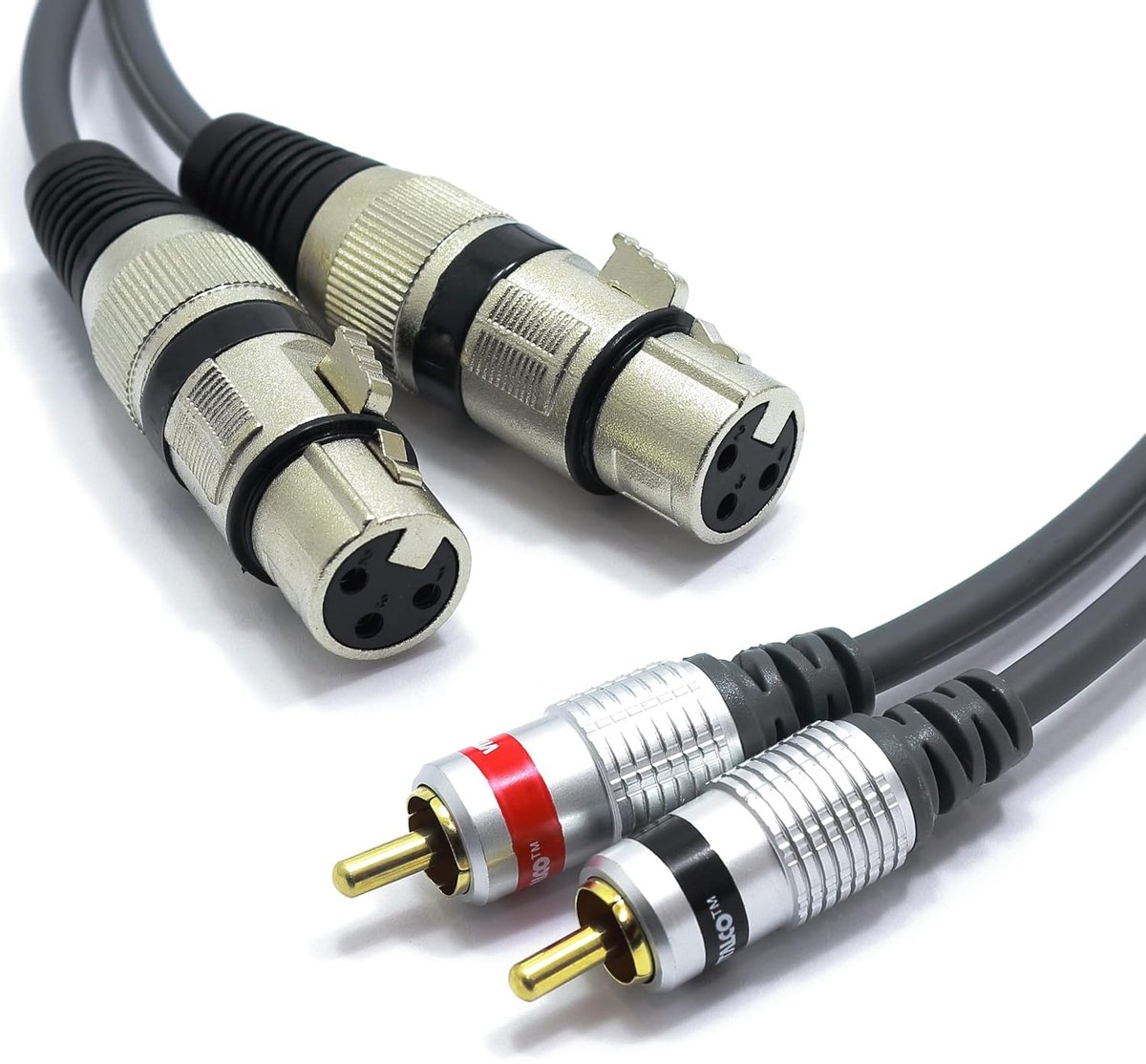 2x XLR Vrouwelijk naar 2x RCA Stereo Kabel - 1,5 Meter Microfoonkabel Adapter