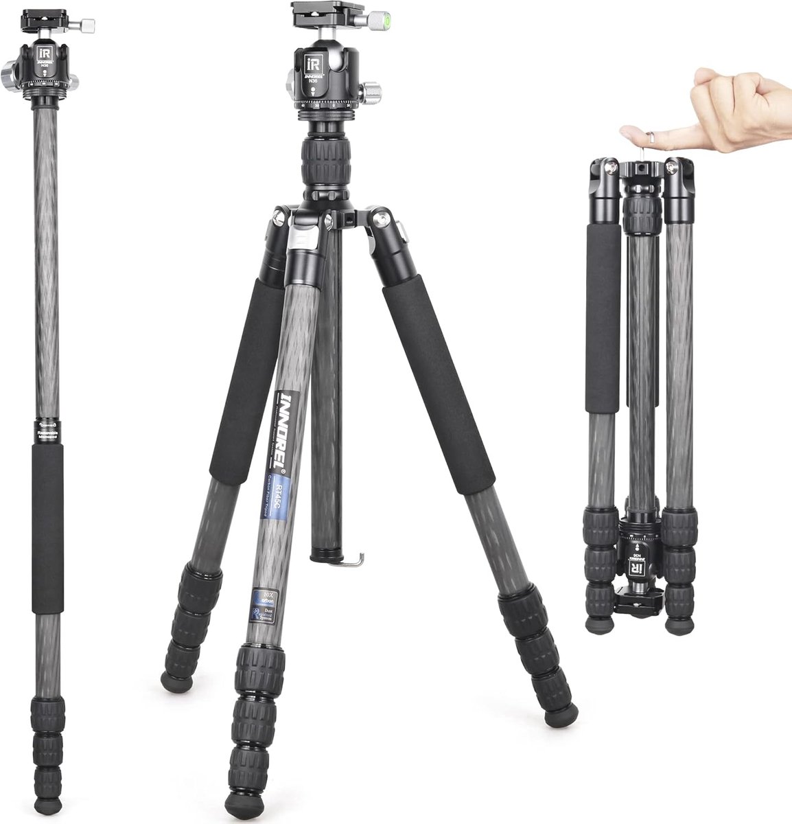 Lichtgewicht Koolstofvezel Camera Statief met 4 Secties en Balhoofd voor DSLR