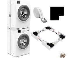 Universele Wasmachine en Droger Frame Set - Tussenmontage Kit voor 46-66 cm Apparaten - Stapelkit met Ratelsnoer - Installatie Set voor Wasruimte - Gemakkelijk en Veilig Stapelen