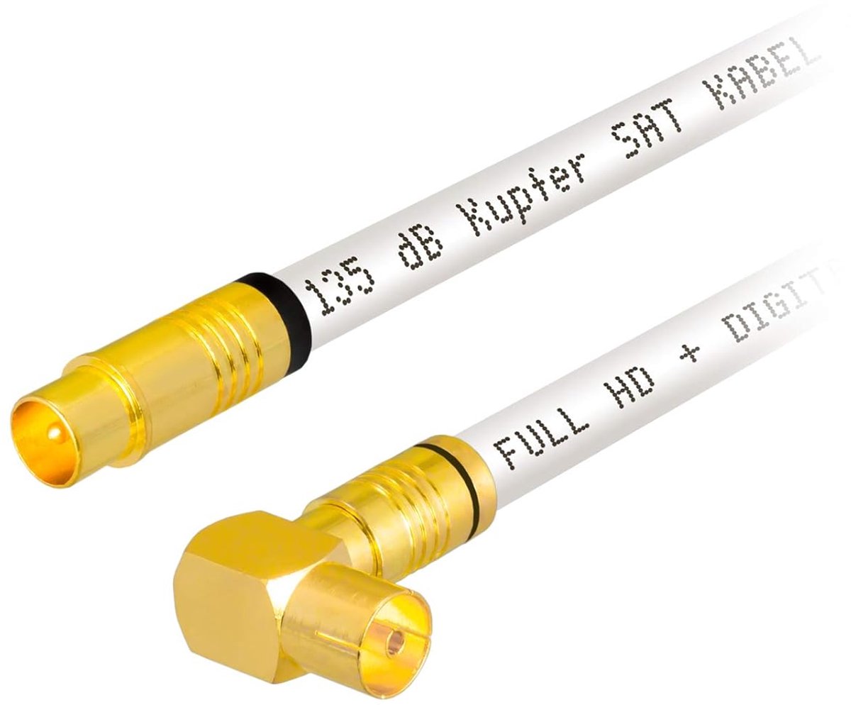 Antennekabel Coaxiaal - Signaalkabel Kabel - TV Signaal - 135 dB 5-voudig Afgeschermd - 15 Meter - Wit