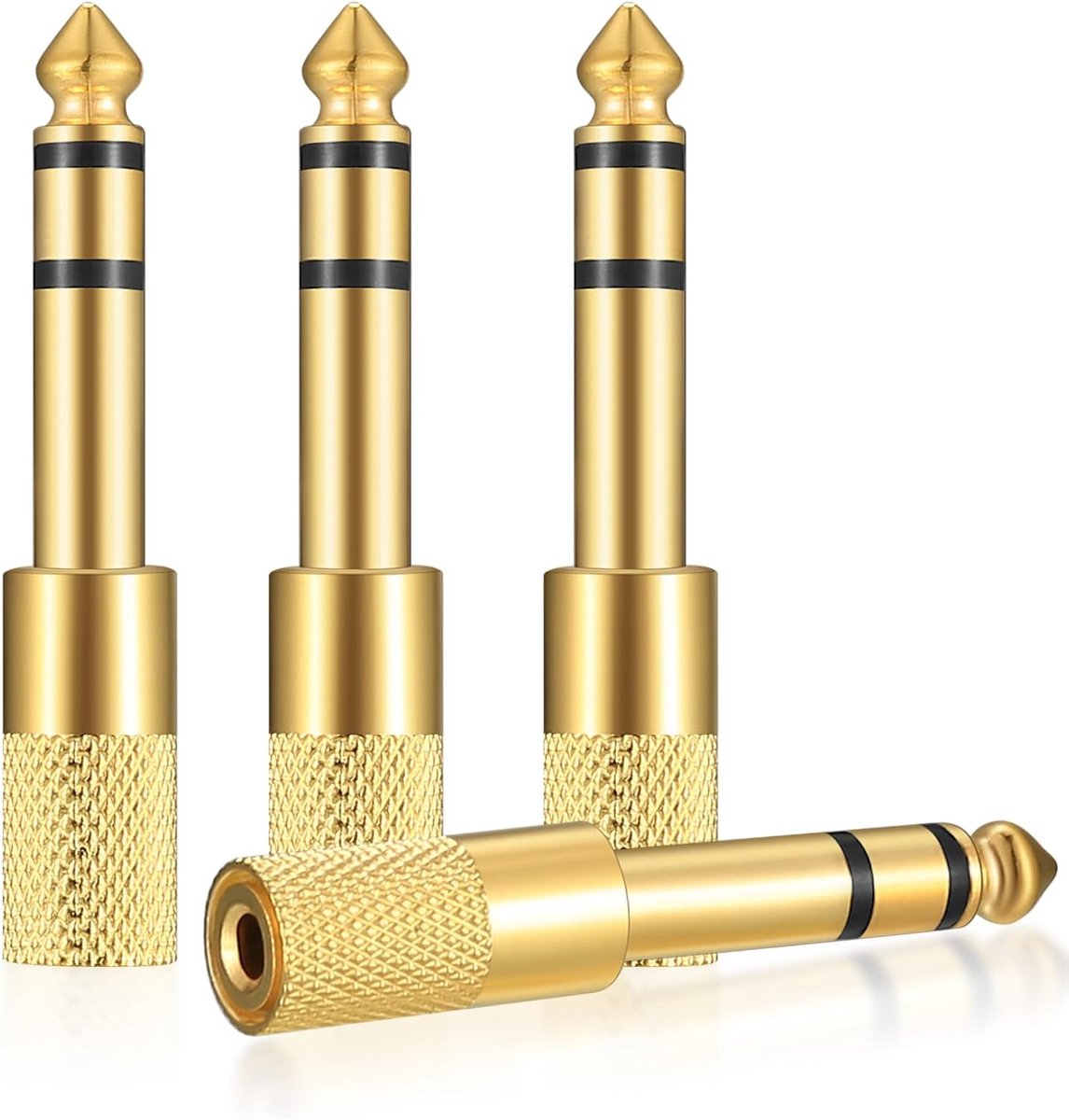 4x Audio Adapter 6.5mm naar 3.5mm Jack Kabel Stereokoptelefoon Verloopstekker