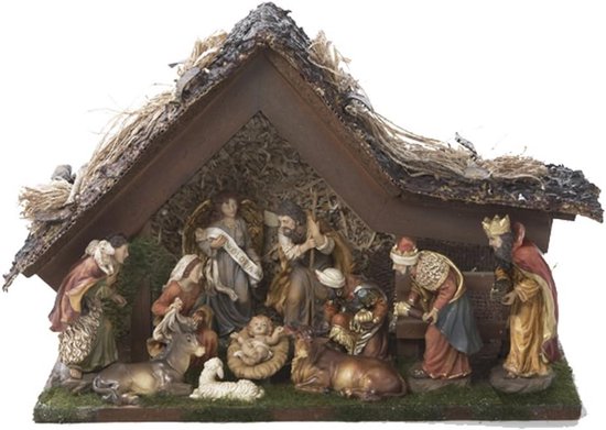 Muzikale LED Kerststal Set met 10 Figuren en Verlichting - Traditionele Kerststal