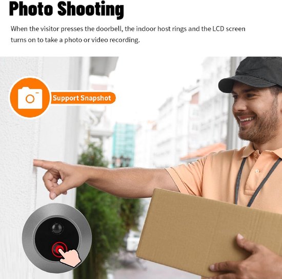 Digitale Deurbel Camera met PIR Bewegingssensor en Nachtzicht - Deurspion met 2.8 Inch LCD Scherm — afbeelding 3