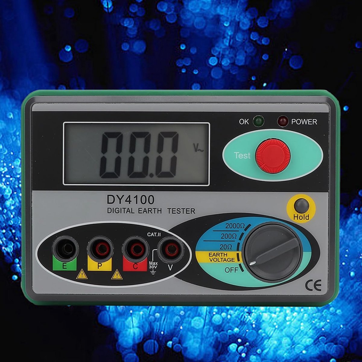 Aardingsweerstand Tester - Bliksembeveiliging - Veiligheid Meten - LCD Display - 0-30V Bereik - Zwart