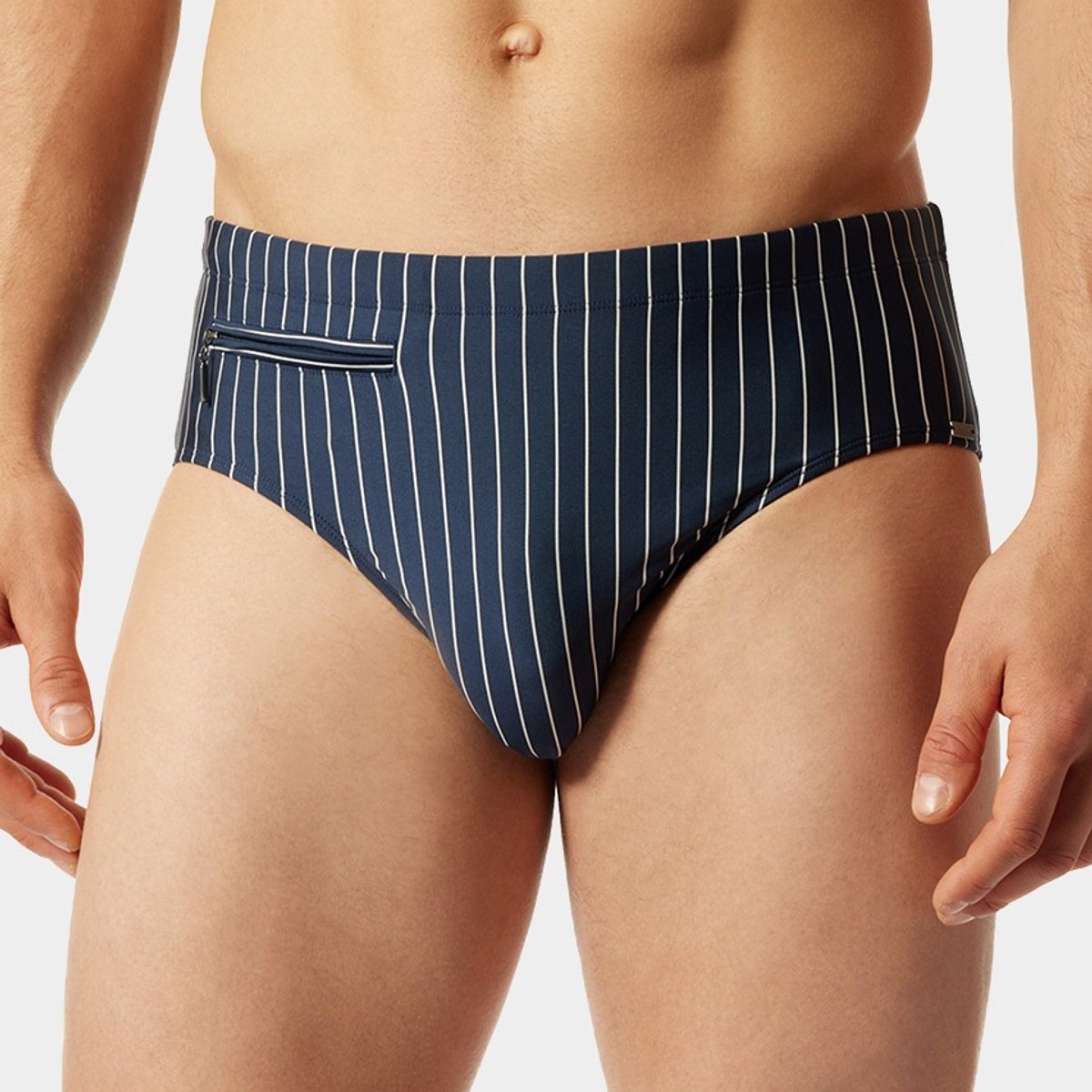 SCHIESSER Nautical Casual heren badkleding - zwemslip met ritsvak tricot gerecycled stroken admiraal — afbeelding 13
