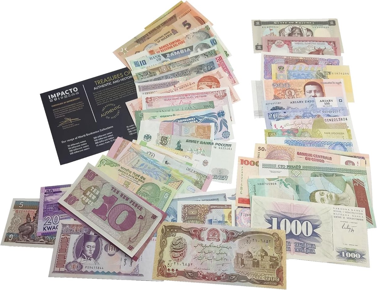 50 Verschillende Bankbiljetten uit 50 Verschillende Landen - Ongecirculeerd