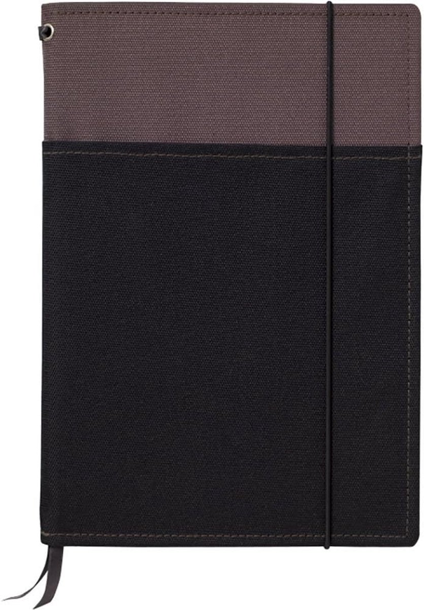 Navulbaar Notitieboek Systeem A5 - Twee Boeken Opslag met Penhouder - Grijs/Zwart