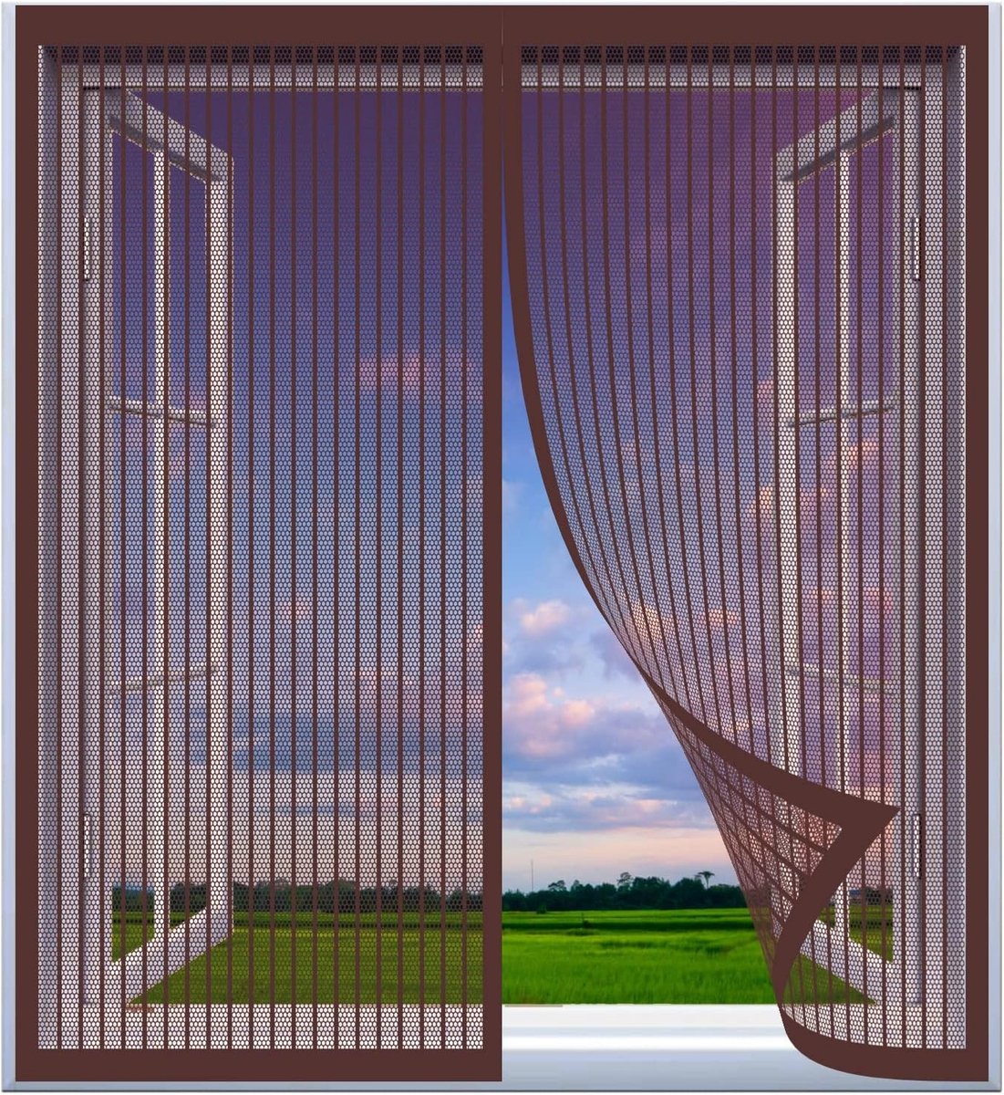 Magnetisch Hor voor Raam Eenvoudige Montage Insectenwerend Bruin 75x100 cm