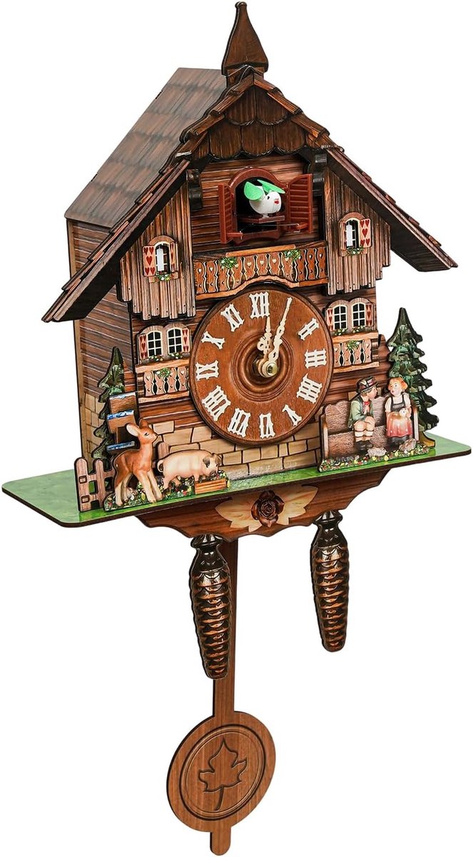 Decoratieve Houten Koekoeksklok met Nachtuitschakeling voor Thuis