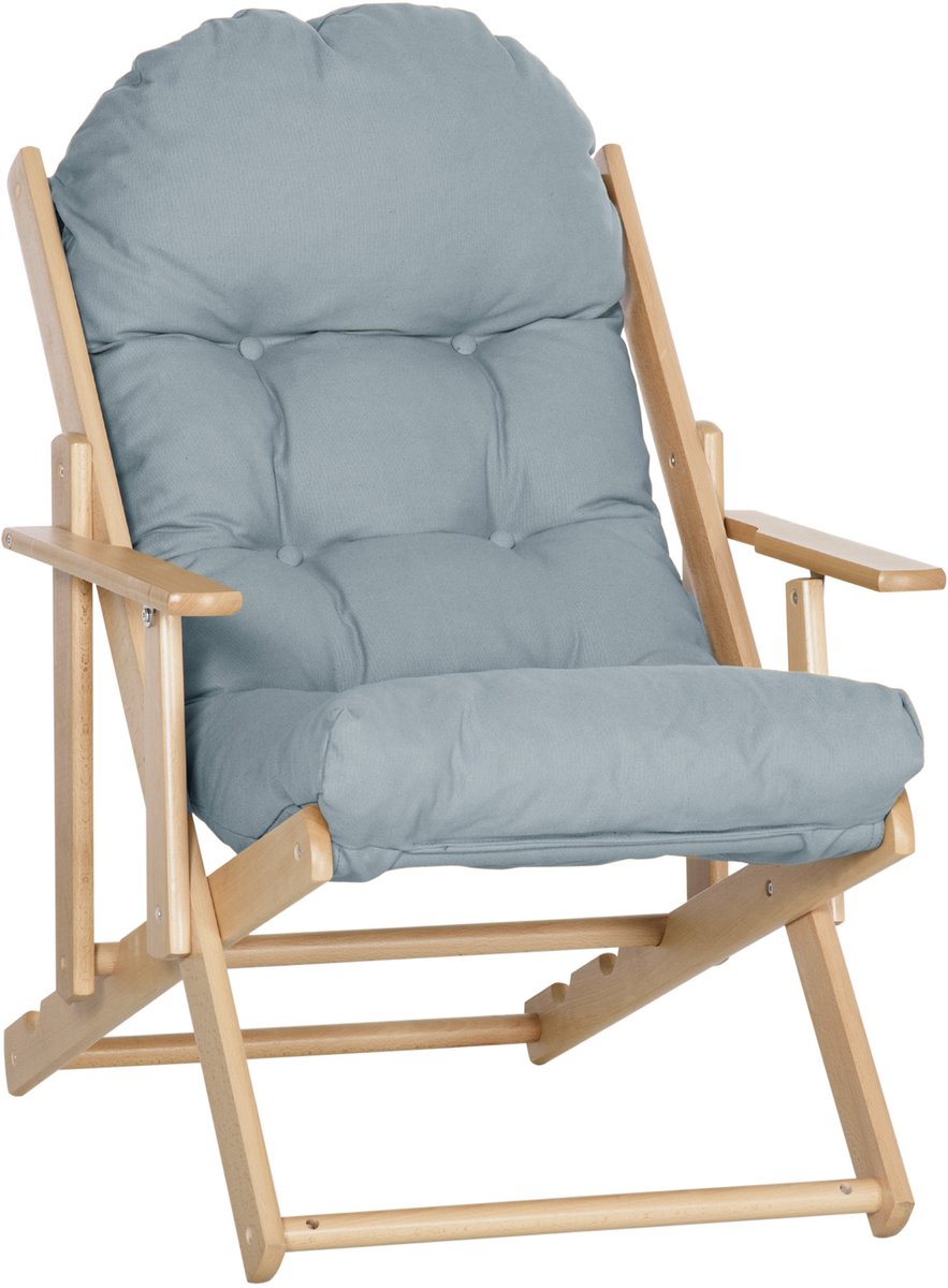 HOMCOM Accentstoel Beukenhout, schuim 71L x 89B x 96H cm Lichtgrijs