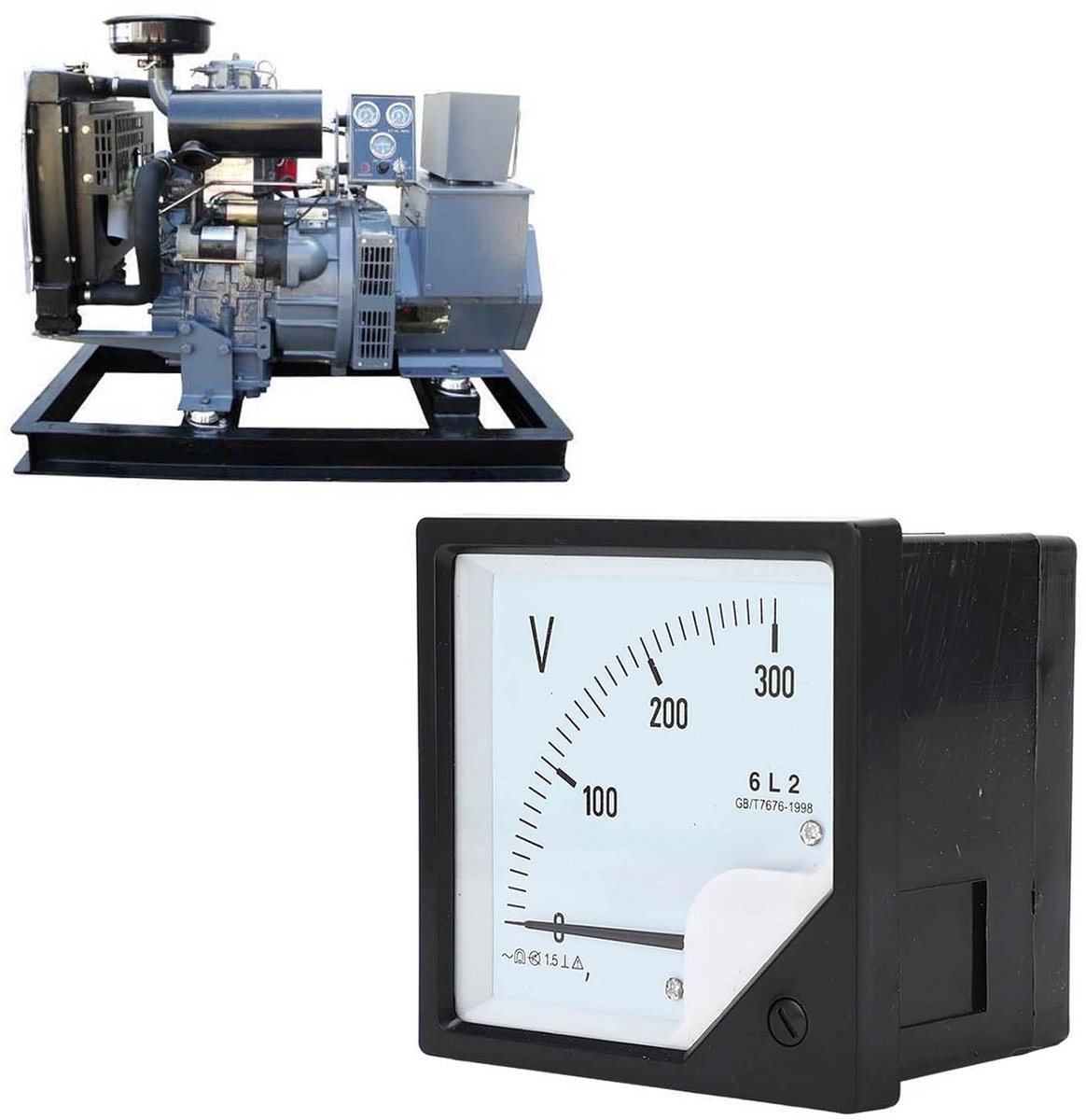 Analoge Paneelmeter - Voltmeter Spanningsmeter - Paneel Installatie - Nauwkeurigheid Niveau 2.5 - 0 tot 300V - Zwart