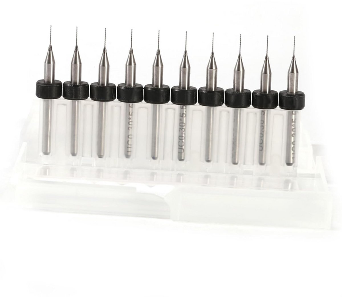 Set van 10 Hardmetalen PCB Boortjes 0,3 mm tot 1,4 mm voor Printplaten