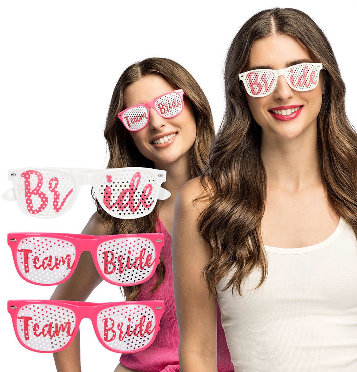 Boland - Set 3 partybrillen Bride to be Wit,Roze - Volwassenen - Geen verkleedthema - Bride-to-Be - Bruiloft