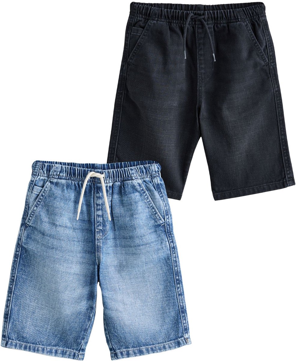 Next - Jongens - Set van 2 denim bermuda shorts met elastische taille - Blauw