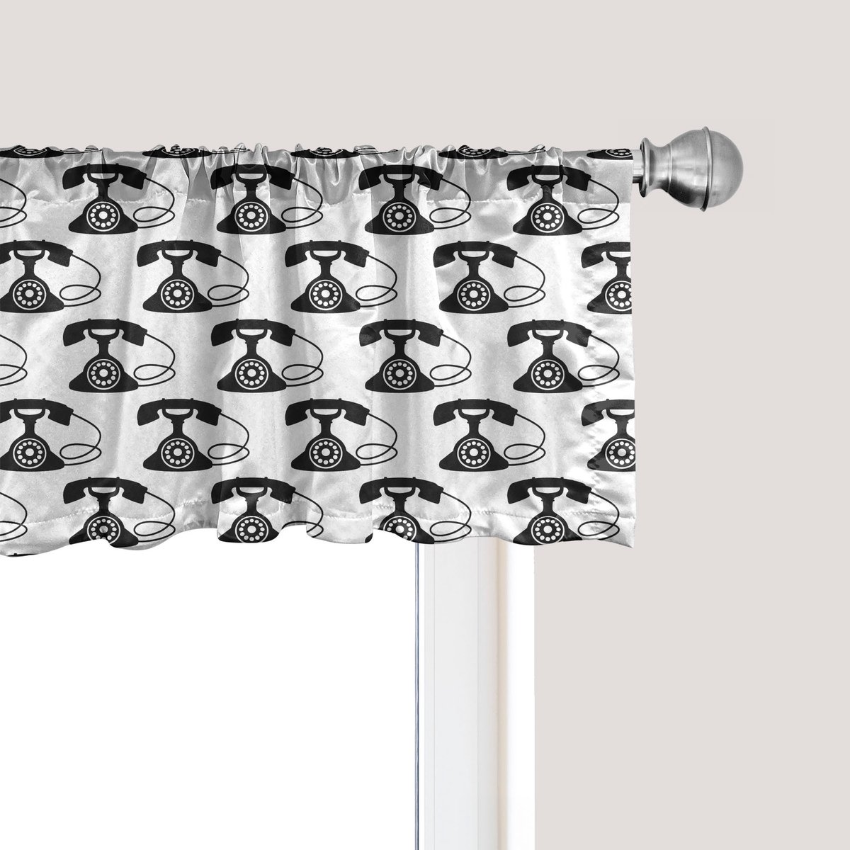 ABAKUHAUS Retro Raamvalletje, Gordijnvalletje voor Keuken en Slaapkamer met Tunnelzoom, 137 cm x 45 cm, Houtskoolgrijs en Wit