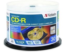 30x LightScribe CD-R Opname Media 700MB 80 Minuten 52x Snelheid Goud