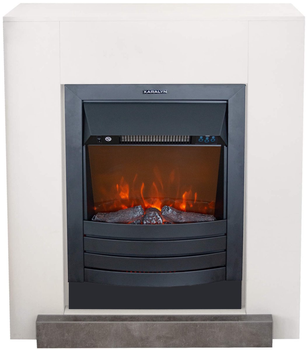 Bol.com Xaralyn Elektrische haard - Kalmar - wit hout - 1800 Watt verwarming - met afstandsbediening - haardombouw inclusief inb... aanbieding