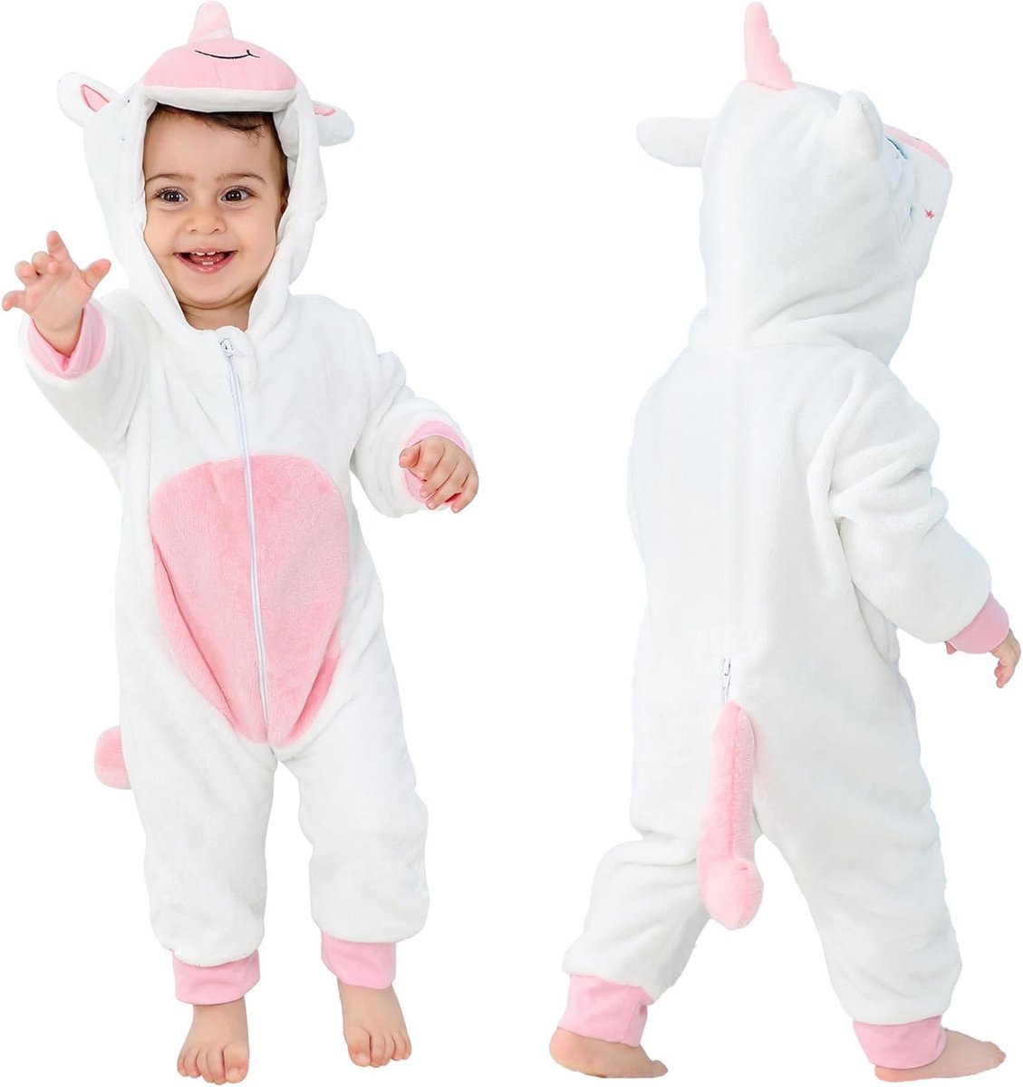 Warme Gevoerde Baby Jumpsuit met Capuchon voor Jongens en Meisjes