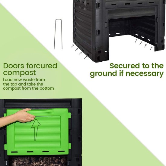 Grote Compostbak voor Tuinafval - 300 Liter Capaciteit - Eenvoudige ...