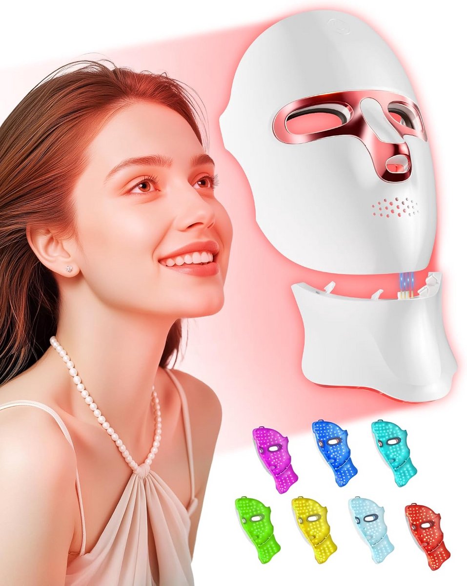 LED Lichttherapiemasker voor Gezicht en Hals - Huidverzorging met Rood & NIR Licht