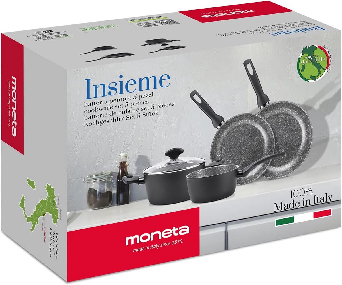 Set van 5 Koekenpannen van Dik Aluminium, Geschikt voor Inductie