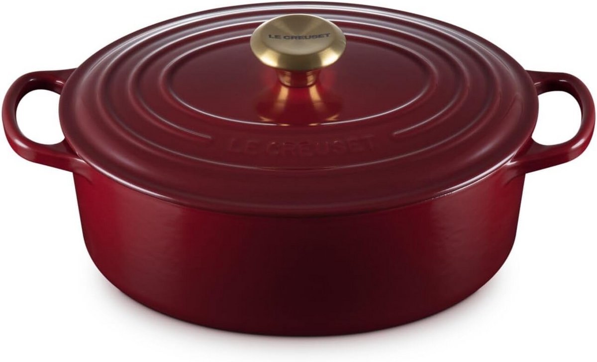 Ovale Gietijzeren Stoofpan met Deksel 4.1 Liter - Ideaal voor Ovens en Inductie