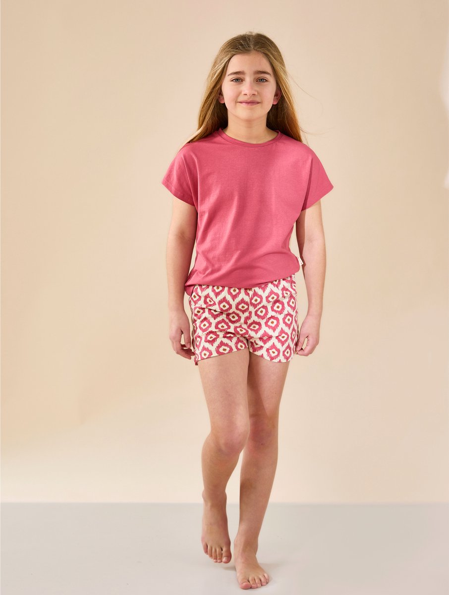 Little Label CARRIE - meisjespyjama - donkerroze ikat - extra zachte bio katoen-152