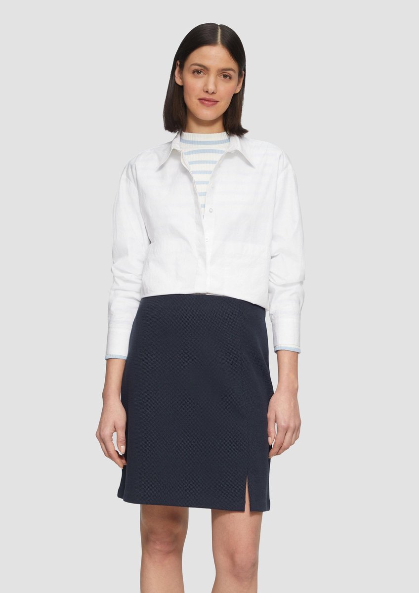 Geruwde jersey rok met split