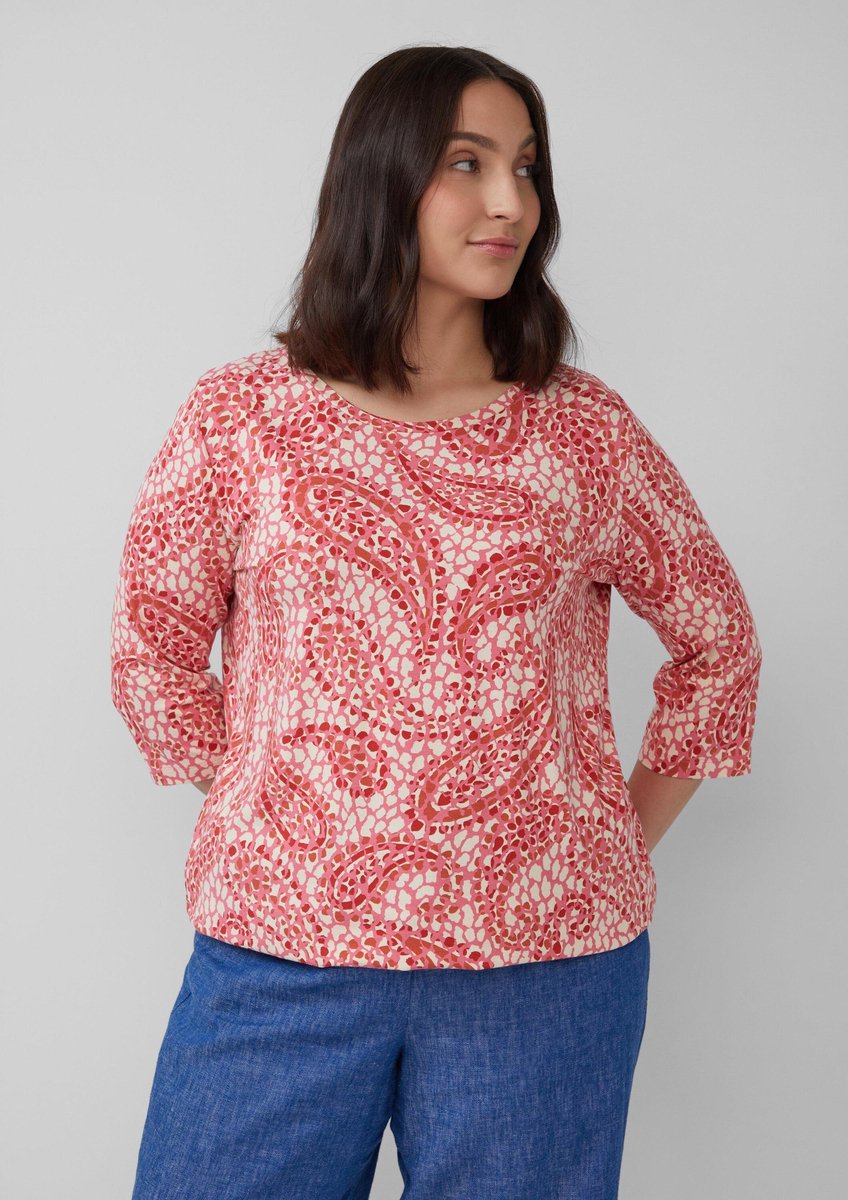 Shirt van elastische viscose in O-shape