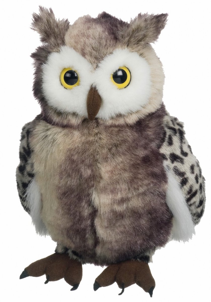 Heunec Pluche knuffel uil - Zacht knuffeldier van 30 cm - Grijs