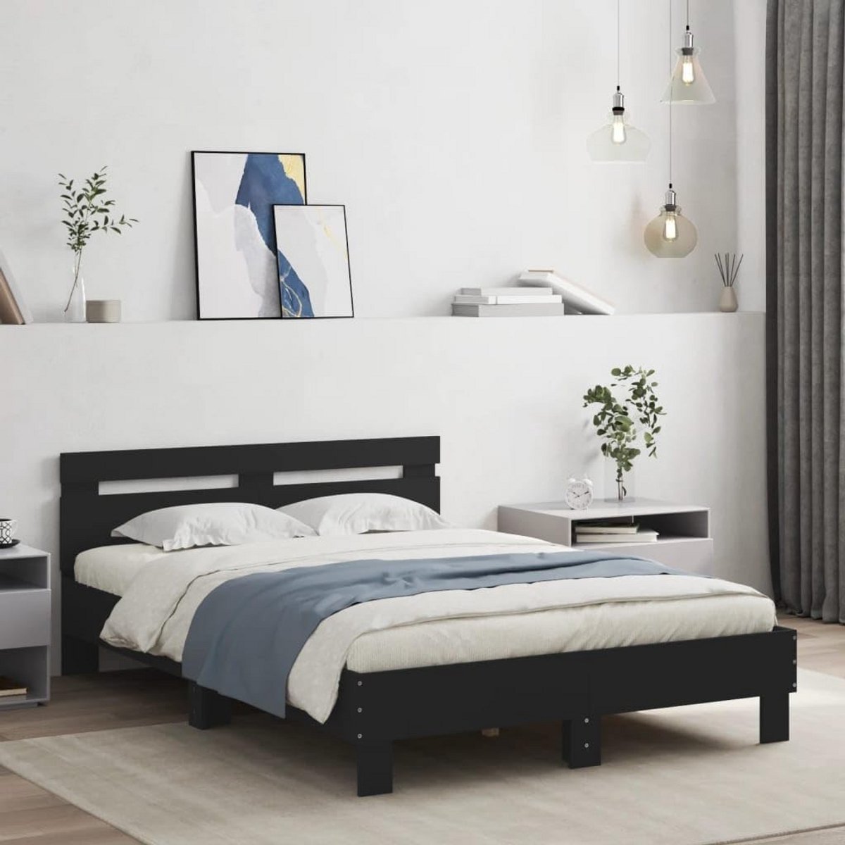 Twijfelaar Bedframe met Hoofdeinde - 120x190 cm - Eiken Kleur - Inclusief Bedbodem