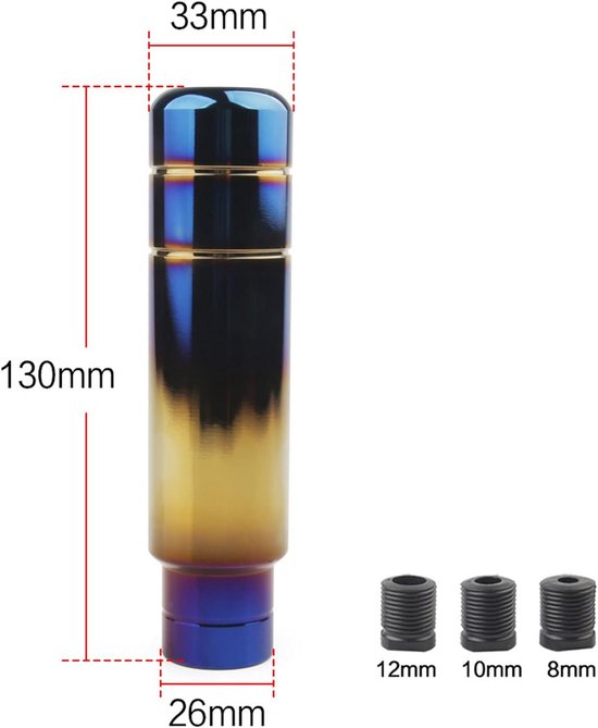 Universele Aluminium Versnellingspookknop 13 cm Blauw Goud met 3 Adapters van Merkloos — afbeelding 4