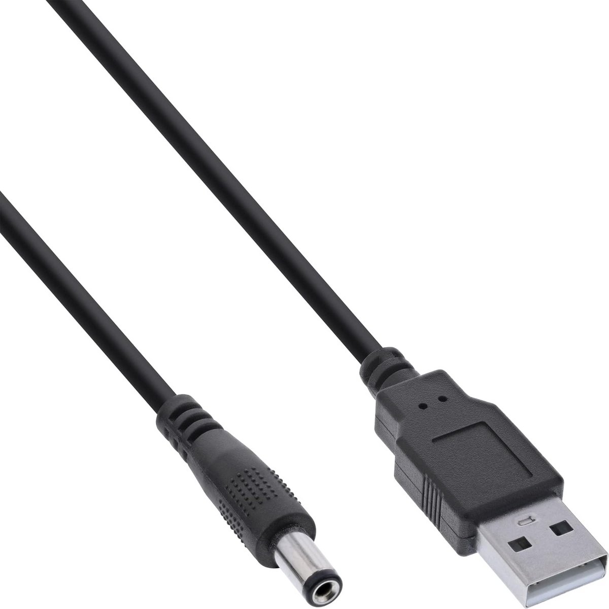 USB A naar DC 5.5mm x 2.1mm Stroomadapter Kabel Zwart 1 Meter