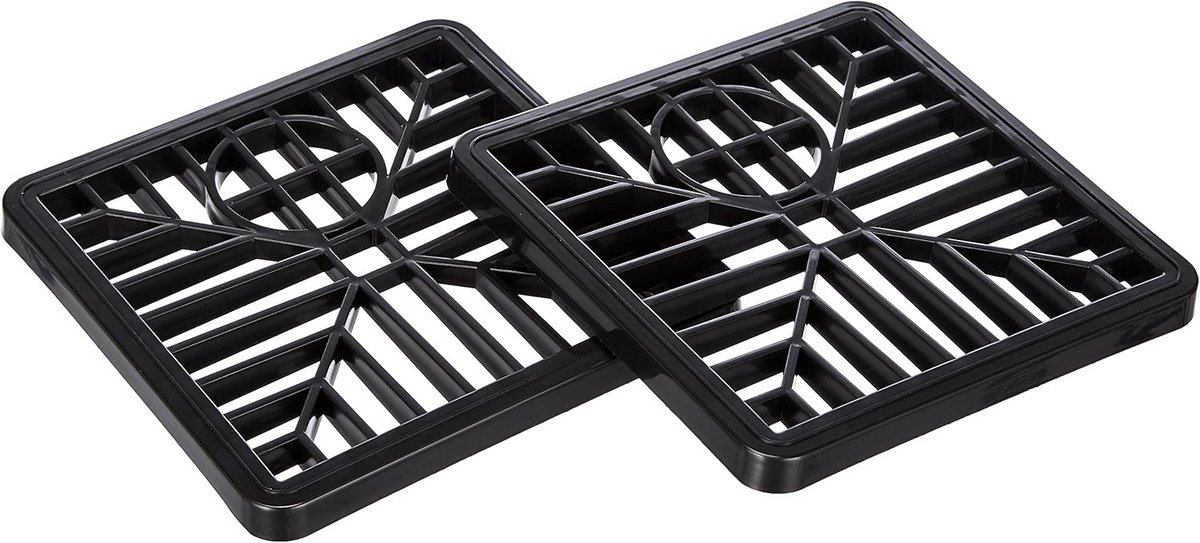 Vierkante Afvoerput-rooster Kunststof 150mm Zwart (2-delige Set)