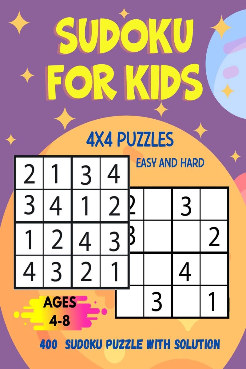 400 Sudoku Puzzles 4x4 voor Kinderen - Makkelijk en Moeilijk met Oplossingen
