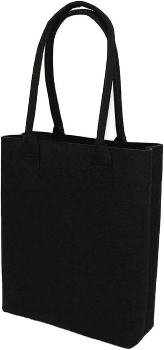 Stevige Vilten Shopper Tas - Ruime Boodschappentas en Draagtas (Zwart)